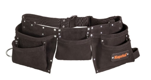 [1060214] BLACK LEATHER BAG 8 POCKETS (1PC)