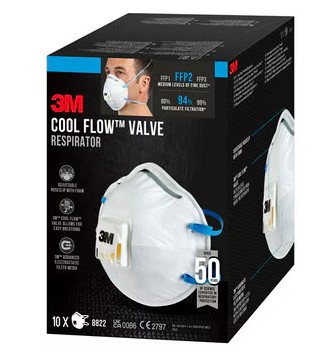 [1051312] MASQUE ANTI-POUSSIERES 8822 FFP2 AVEC VALVE (10PC)